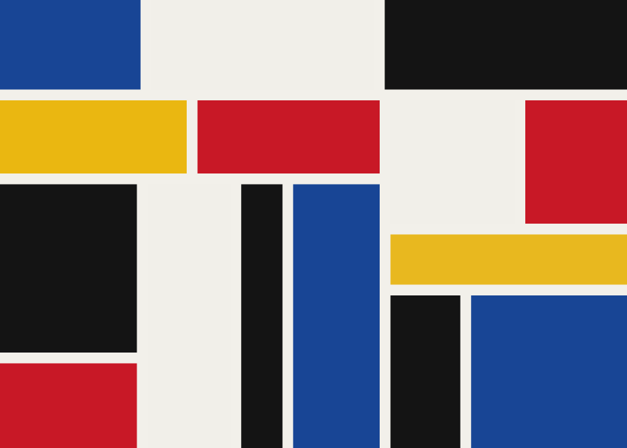 Geometric canvas, Mondrian-style primary colour blocks